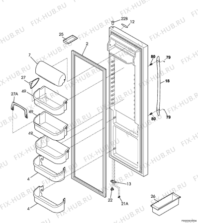 Взрыв-схема холодильника Frigidaire GPSZ28V9CS5 - Схема узла Refrigerator door